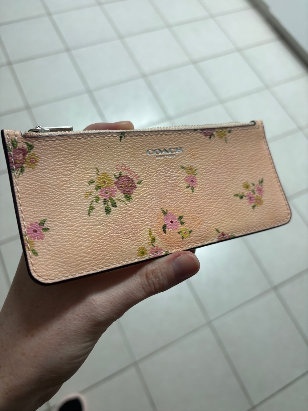 Coach Pouch/ Card Carrier Pink Floral- Restored. **Free with purchase** - Picture 2 of 4